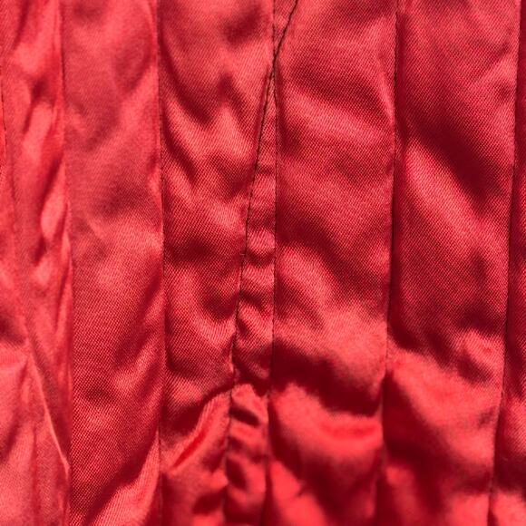 Vintage Neiman-Marcus Quilted Satin Jacket Frog Closures Mandarin Collar M Red - Picture 9 of 16